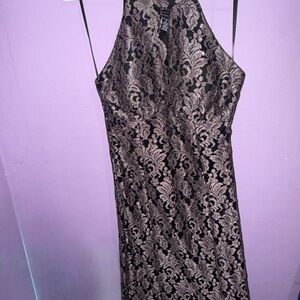 Elegant Black and Gold Lace Dress
